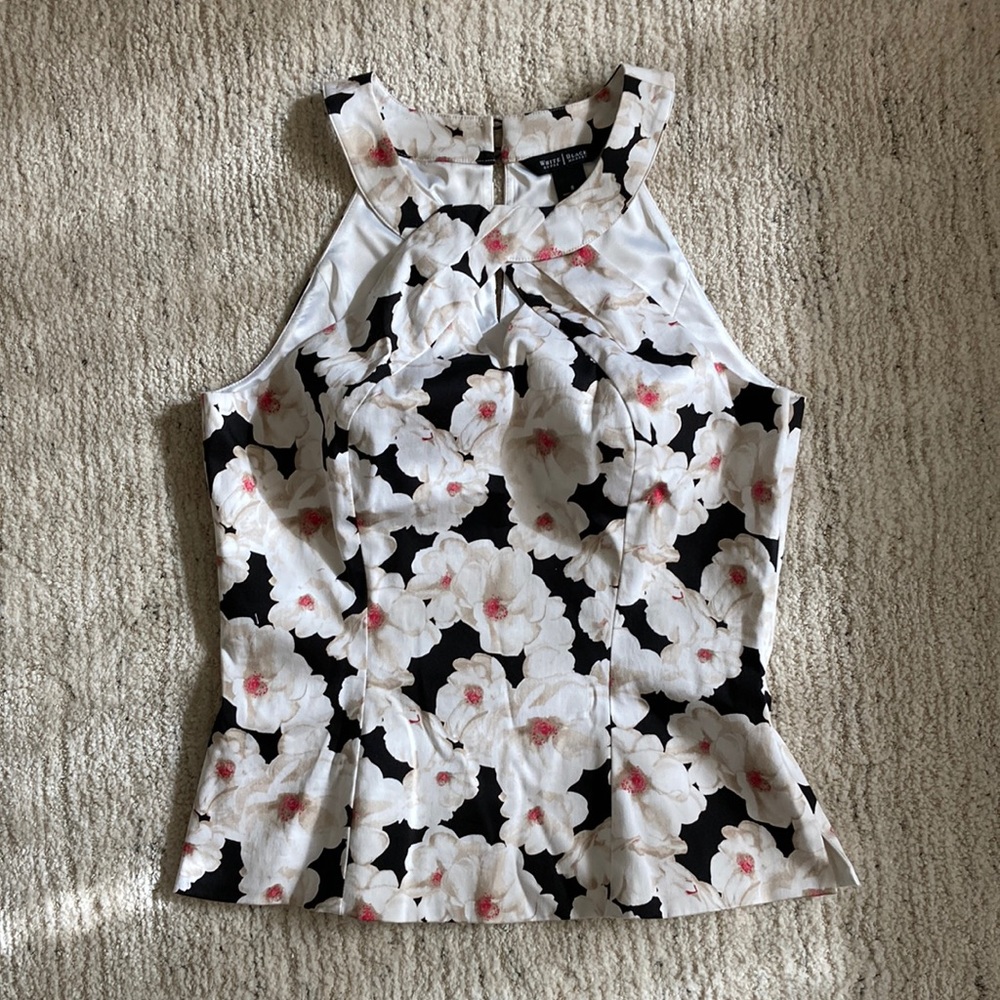Fun and Flirty Sleeveless Floral Tank Top w/Peplum In Perfect Condition